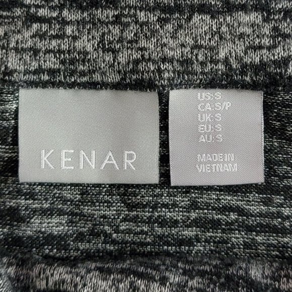 Kenar Sweater Womens Small Black Gray Heather Asymmetrical Hem Faux Wrap Top - Picture 8 of 8